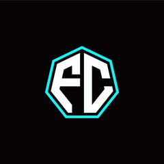 F C initials modern polygon logo template