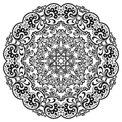 Vector black floral ethnic ornamental illustration