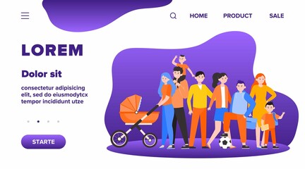 Crowd of happy people with blank placard flat vector illustration. Cartoon multicultural men and women standing together. Community, society and population concept