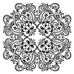 Vector black floral ethnic ornamental illustration