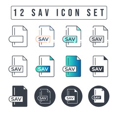 Fototapeta na wymiar SAV File Format Icon Set. 12 SAV icon set.