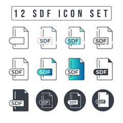 SDF File Format Icon Set. 12 SDF icon set.
