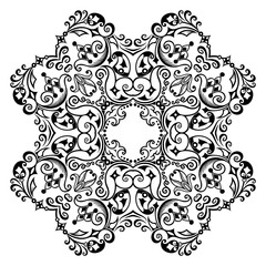 Vector black floral ethnic ornamental illustration