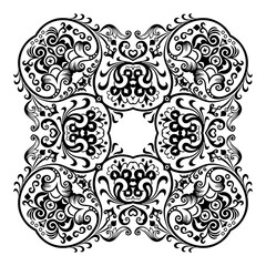 Vector black floral ethnic ornamental illustration