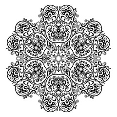 Vector black floral ethnic ornamental illustration