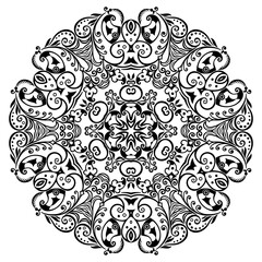 Vector black floral ethnic ornamental illustration