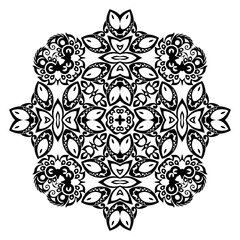 Vector black floral ethnic ornamental illustration