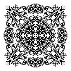 Fototapeta premium Vector black floral ethnic ornamental illustration