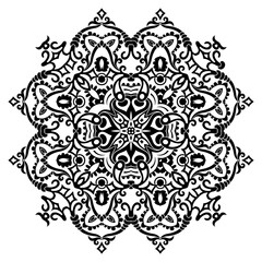 Vector black floral ethnic ornamental illustration