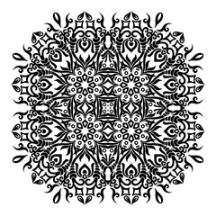 Vector black floral ethnic ornamental illustration