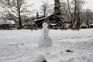 A snowman in the town