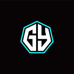 G Y initials modern polygon logo template