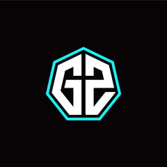 G Z initials modern polygon logo template