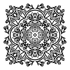 Vector black floral ethnic ornamental illustration