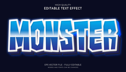 monster text effect, editable 3d game text style effect.