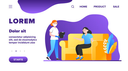 Patient waiting medical test result in hospital. Visiting doctor, nurse, clinic flat vector illustration. Medical examination, consultation concept for banner, website design or landing web page