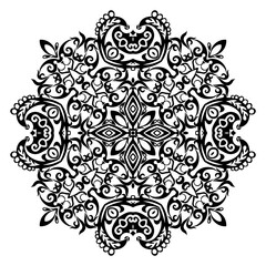 Vector black floral ethnic ornamental illustration