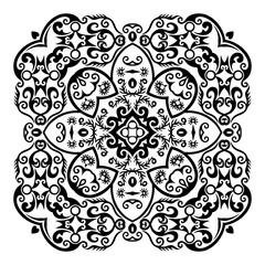Vector black floral ethnic ornamental illustration