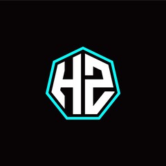 H Z initials modern polygon logo template