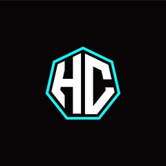 H C initials modern polygon logo template