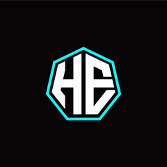 H E initials modern polygon logo template