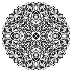 Vector black floral ethnic ornamental illustration
