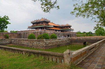 Obraz premium Imperial palace and surrounding gardens and walls in Imperial City of Hue, Hue, Vietnam