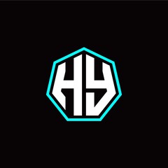 H Y initials modern polygon logo template