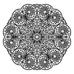 Vector black floral ethnic ornamental illustration