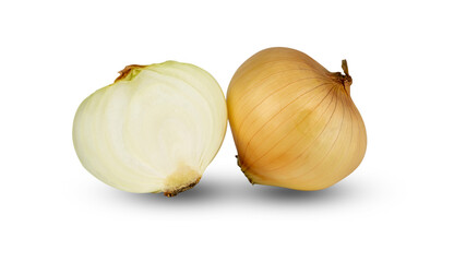Onion bulb vegetable isolated on white background with clipping path