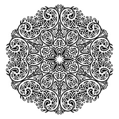 Vector black floral ethnic ornamental illustration