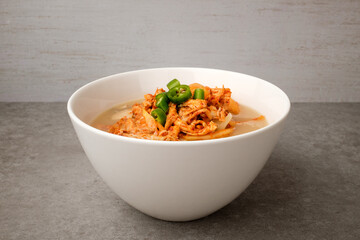 Chicken noodle on white background