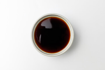 Soy sauce on a white background