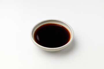 Soy sauce on a white background