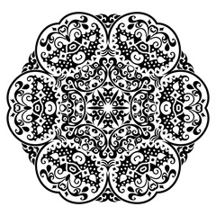 Vector black floral ethnic ornamental illustration