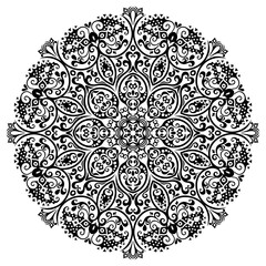 Vector black floral ethnic ornamental illustration