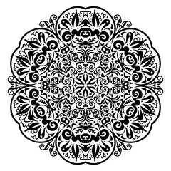 Vector black floral ethnic ornamental illustration