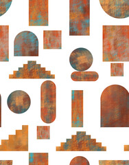 Materiał do szycia Geometric raster seamless pattern. Abstract motifs with shapes. Illustration can be used for wallpapers, pattern fills, web page backgrounds,surface textures.