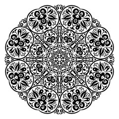 Vector black floral ethnic ornamental illustration