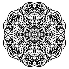 Vector black floral ethnic ornamental illustration