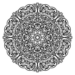 Vector black floral ethnic ornamental illustration