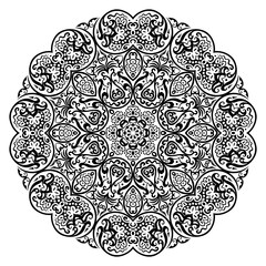 Vector black floral ethnic ornamental illustration