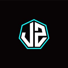 J Z initials modern polygon logo template