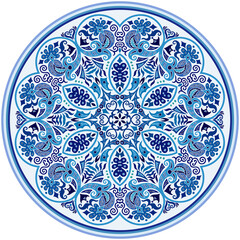 Vector blue decorative floral ethnic illustration