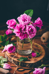 Bouquet of small pink garden roses