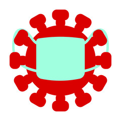 Red virus with blue mask, sign for design, vector illustration
