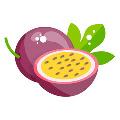 

Passiflora edulis, flat icon of passion fruit 
