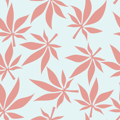 Seamless natural pattern or wallpaper. Silhouettes of various beautiful flowers, branches and leaves on a gentle background. Samples for wrapping paper and gifts. Stylized plants.