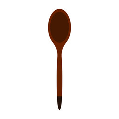 Brown wooden spoon on a white background, symbol for design, vector illustration