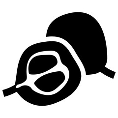 
Big seeds with thin layer pulpy fruit, solid icon of loquat 
